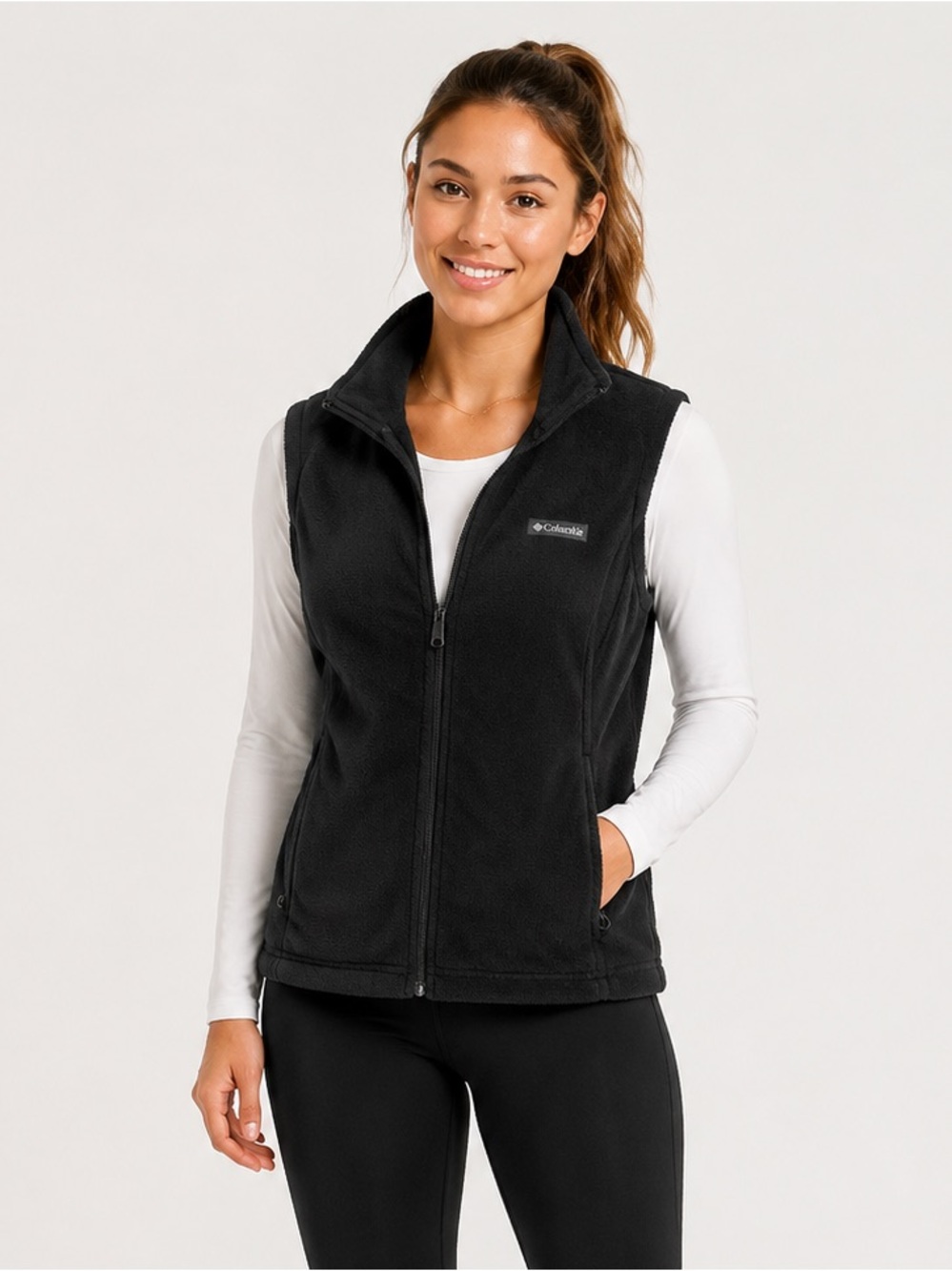 Columbia Black Full Zip Fleece Vest Women’s M